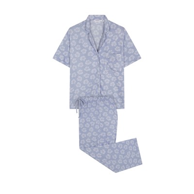 Pijama camisero azul Capri viscosa