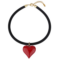 Колье-чокер Сердцебиение (4, 2см, эмаль красная, черный; золото) 48см, Есть комплект