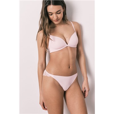 Braga clásica microfibra y encaje rosa