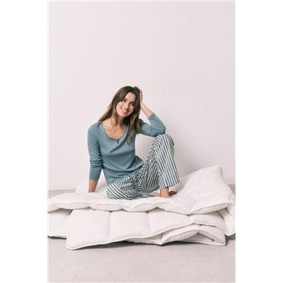 Pijama largo verde estampado rayas