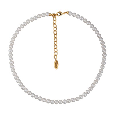 Колье (жемчуг белый 5-6мм; покрытие золото) 38-45см