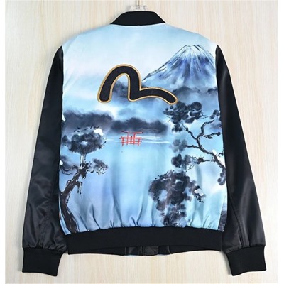Мужская модная куртка  глянцевая, с цветными блоками, с принтом пейзажа