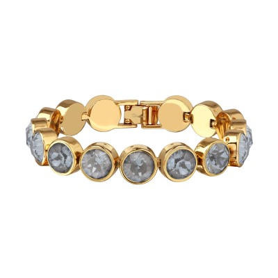 Браслет Теннис (кристаллы SW дымчато-серые 8мм; покрытие золото 17-19см), Есть комплект