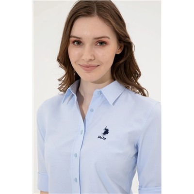 Kadın Açık Mavi Uzun Kollu Basic Gömlek