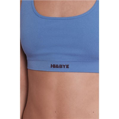 Top deportivo seamless canalé azul