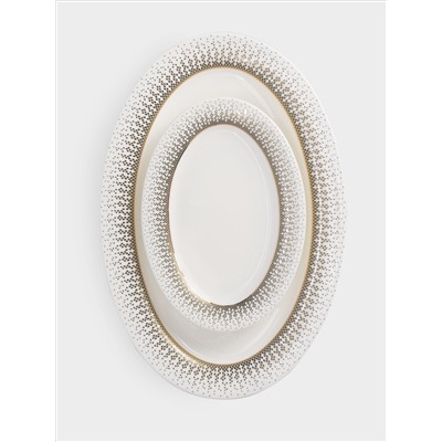 Сервиз обеденный, 12 перс, 50 пр, фарфор F, бело-зеленый, с золотистым кантом, матовый, Virtus