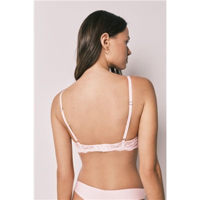 Sujetador top relleno modal y encaje rosa