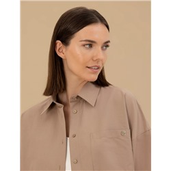 Camel Oversize Uzun Kollu Gömlek