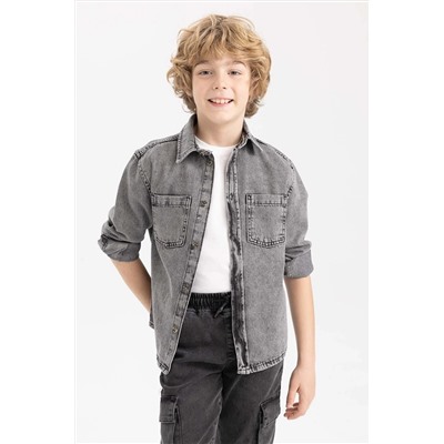 Defacto Erkek Çocuk Oversize Jean Uzun Kollu Gömlek Z1617A623SP