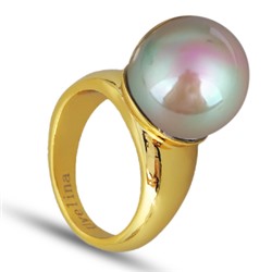 Кольцо (Майорка 16мм бежево-коричневый; покрытие золото)