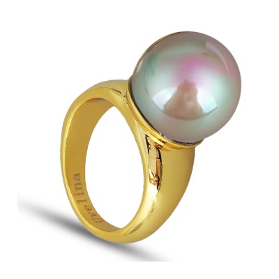 Кольцо (Майорка 16мм бежево-коричневый; покрытие золото)