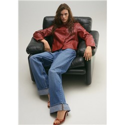 Jeans wideleg bajo vuelto