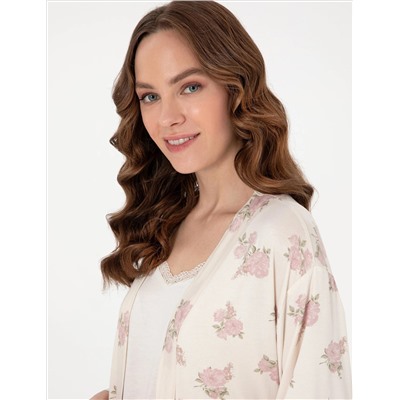 Krem 3'lü Pijama Takımı