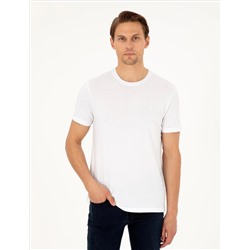 Beyaz %100 Pamuk Slim Fit Bisiklet Yaka Basic Tişört