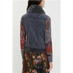 Chaqueta bimateria pana fina cuello desmontable