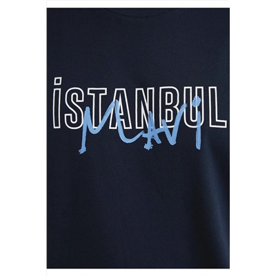Mavi İstanbul Baskılı Lacivert Tişört Regular Fit / Normal Kesim 067114-34319