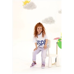 Kız Çocuk Mavi Bisiklet Yaka Crop Tişört