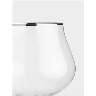 Бокал для вина, 580 мл, 2 шт, стекло, с серебристым кантом, Rhapsody