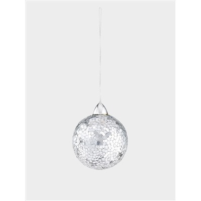 Игрушка елочная, 6 см, пластик/пайетки, серебристая, Шар, New year