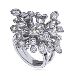 Кольцо Эйва (кристаллы SW белые; покрытие родий), Есть комплект