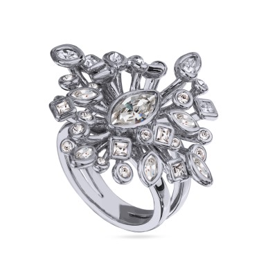 Кольцо Эйва (кристаллы SW белые; покрытие родий), Есть комплект