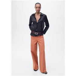 Jeans wide leg tiro alto