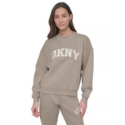 DKNY Sport Women's Rhinestone Logo Crewneck Top