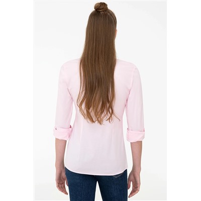 Kadın Pembe Uzun Kollu Basic Gömlek
