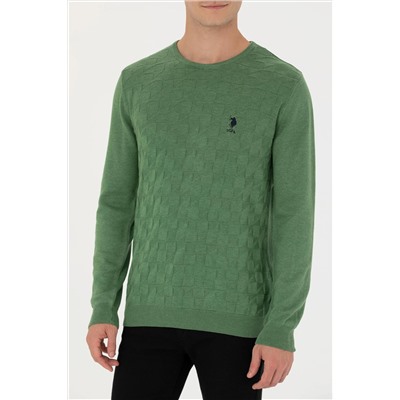 Erkek Yeşil Basic Kazak