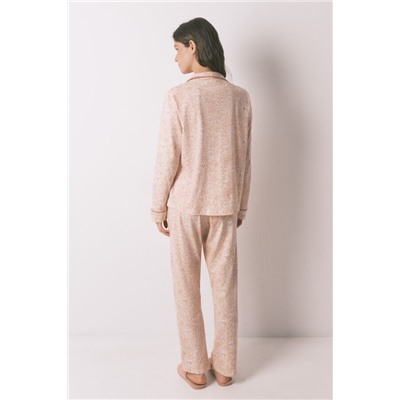Pijama camisero 100% algodón flores naranja