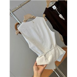 Женский жилет из смесового льна на завязках