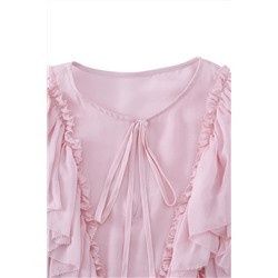 Blusa avolantada de seda Rosa empolvado