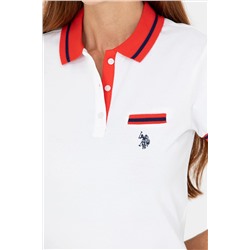 Kadın Beyaz Polo Yaka Tişört