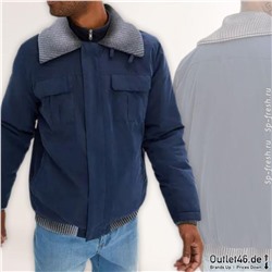 Herren Übergangs-Jacke mir gerippten Details schlichte Alltags-Jacke 904745 Blau/Grau