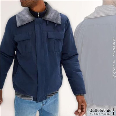 Herren Übergangs-Jacke mir gerippten Details schlichte Alltags-Jacke 904745 Blau/Grau