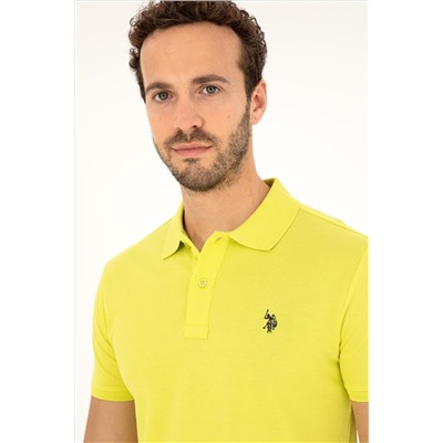 Erkek Slim Fit Polo Yaka Fıstık Yeşili Basic Tişört