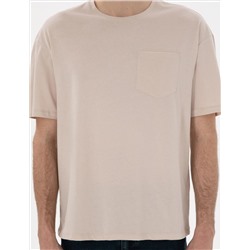 Bej Comfort Fit Basic Tişört