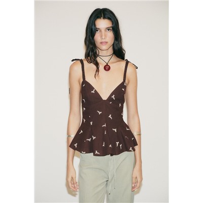 PEPLUM EMBROIDERED TOP