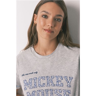Pijama capri algodón Mickey gris