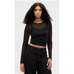 Sheer Metallic Mesh Top