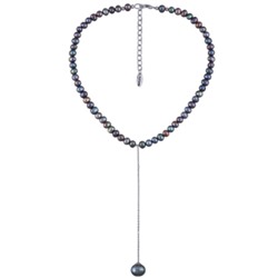 Колье (жемчуг бензиновый 5-9мм; покрытие родий) 38-45см, Есть комплект