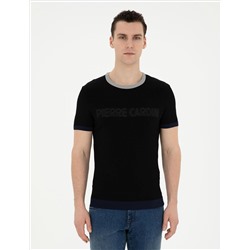 Siyah Slim Fit Bisiklet Yaka Triko Tişört