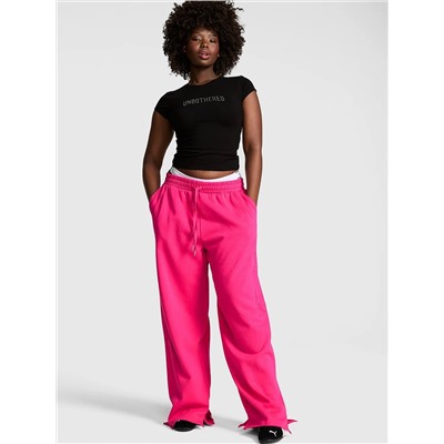 PINK Campus Fleece™ Wide-Leg Split-Hem Sweatpants