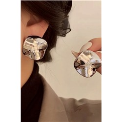 Серьги с эффектом мятого металла Круг  + Подарок