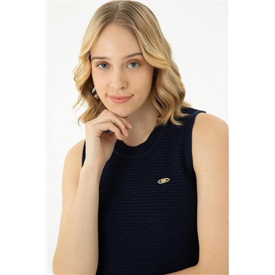 Kadın Lacivert Bisiklet Yaka Kazak