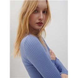 Strickkleid mit Gestreifter Struktur