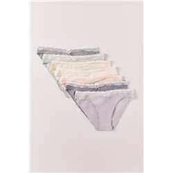 Pack 7 bragas clásicas algodón lisas encaje
