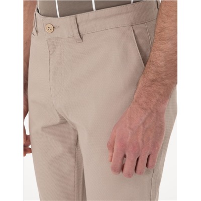 Bej Slim Fit Kanvas Pantolon