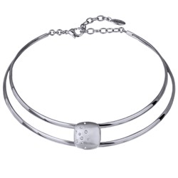 Колье Геометрия (кристаллы SW белые; покрытие сатиновый родий) 36-38см, Есть комплект