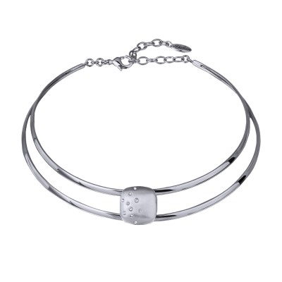 Колье Геометрия (кристаллы SW белые; покрытие сатиновый родий) 36-38см, Есть комплект